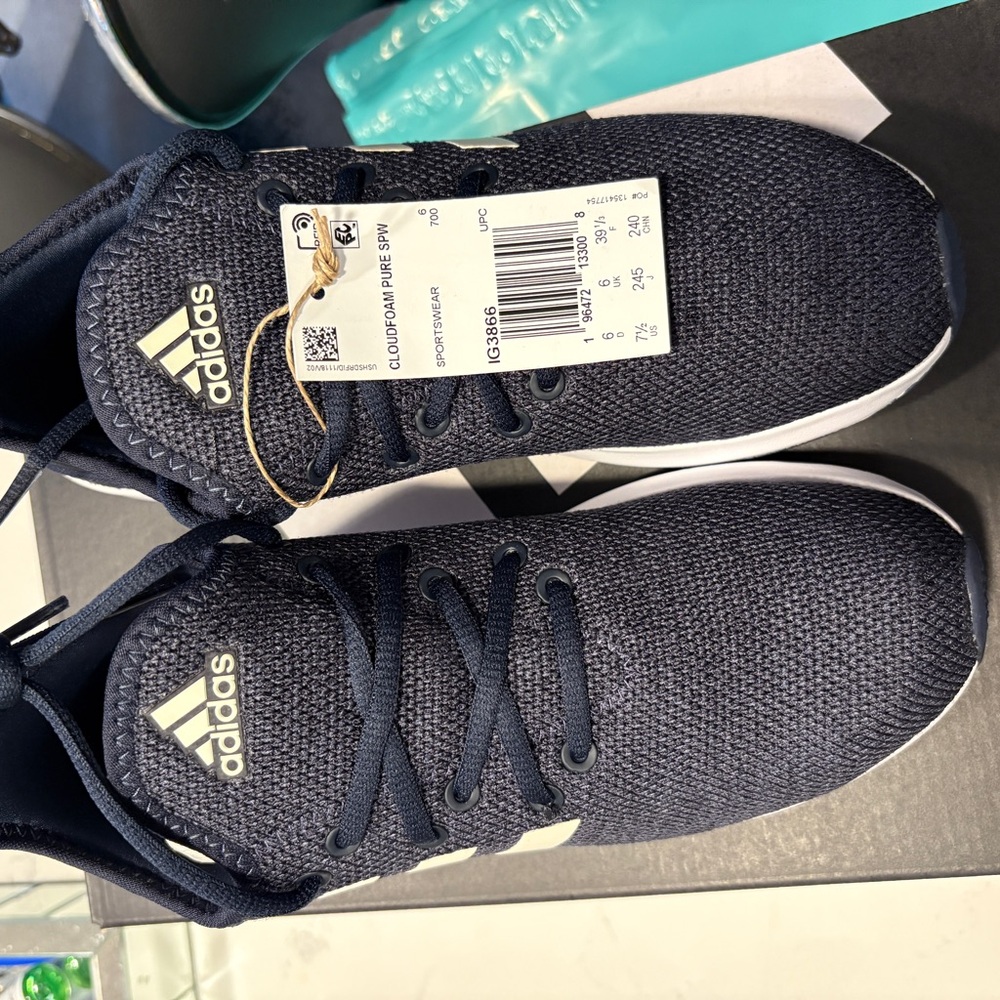 Adidas Dark Blue Running Shoes with White Sole